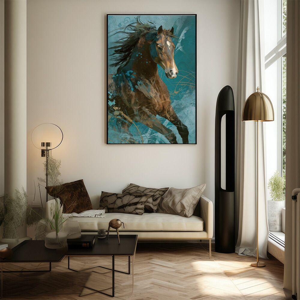 馬のイラスト 木製フレーム アート アートフレーム M イオクサツキ Horse[馬 午 絵 壁掛け アート