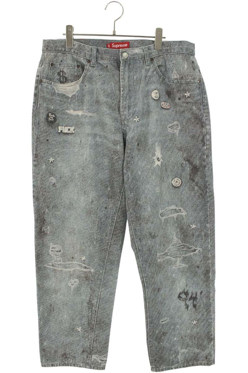 シュプリーム サイズ:34  HJR Trompe L'oeil Loose Fit Jean トロンプロイルルーズフィットデニムパンツ 中古 SB01 シュプリーム HJR Trompe L'oeil Loose Fit Jean トロンプロイルルーズ