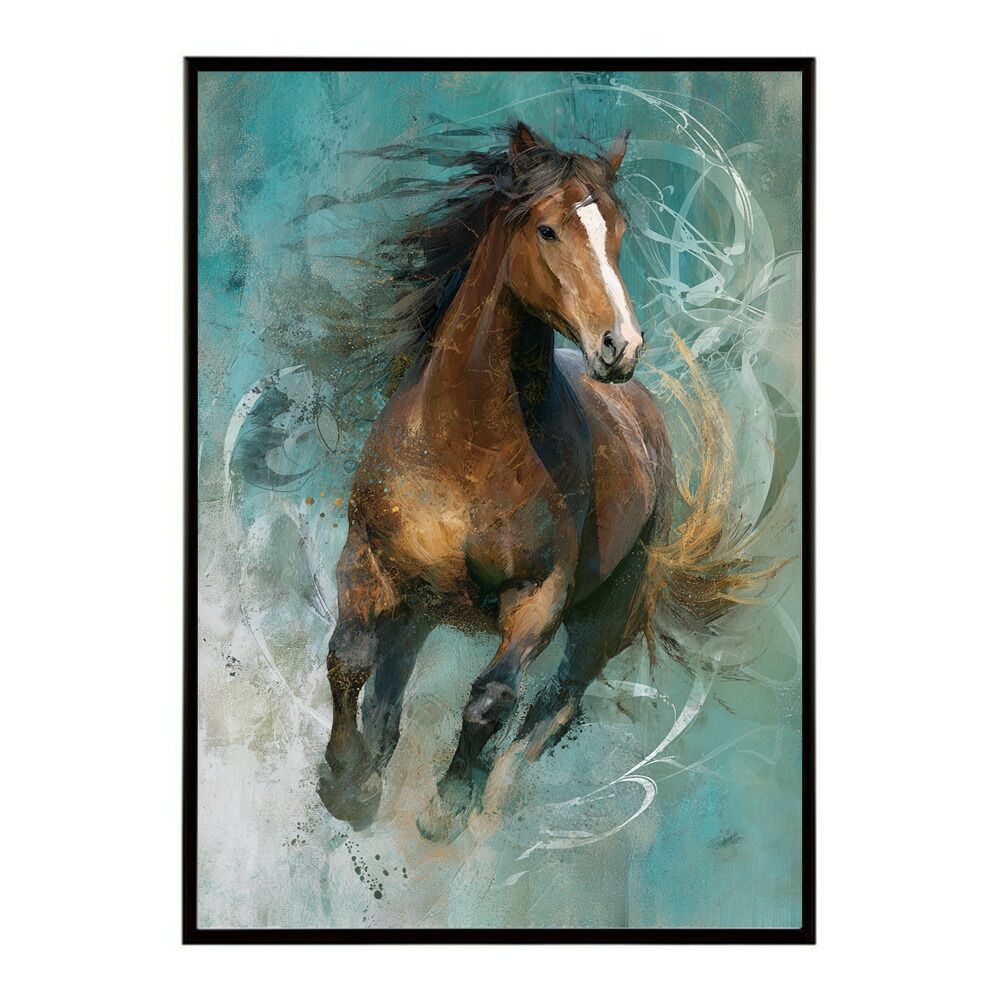 ホースポスター 馬 抽象アート 水彩風 アブストラクト 【A4サイズ（約