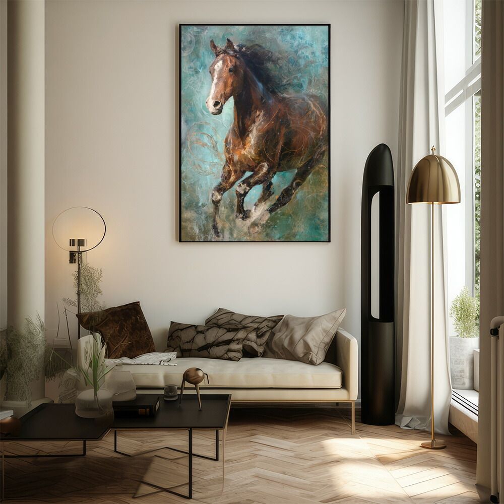 A1サイズ（約59x84cm）】【lm-poster-7655】【フレーム付き】馬 ホース