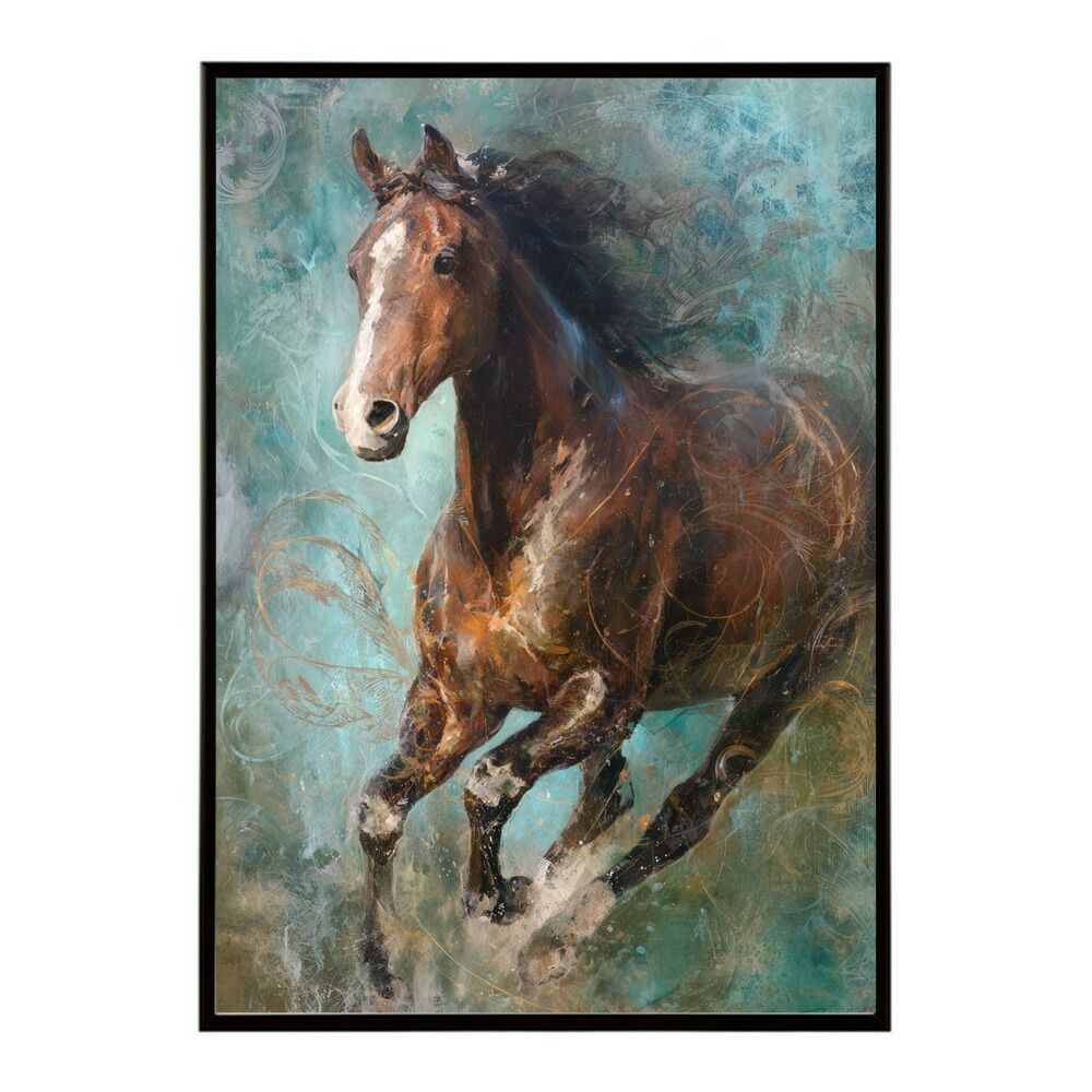【OKタケオ】油絵　原画　一点物　馬　スタイリッシュ　インテリア　F8 田中幸一 森の中の白馬 絵画 油絵 馬 インテリア 一点物 プレゼント