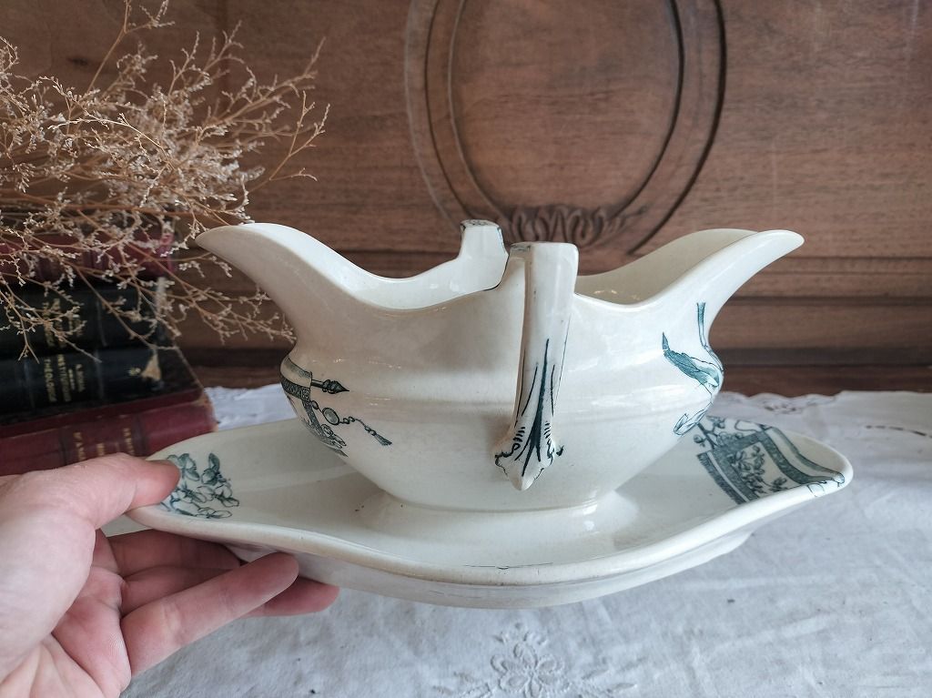 フランス アンティーク Choisy Le Rois 陶器 絵つき ソーシエール 美品