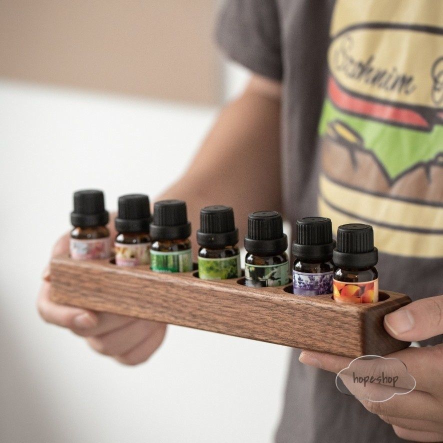 ウォールナット（胡桃材）製 アロマオイルスタンド 7孔/14孔スタンド