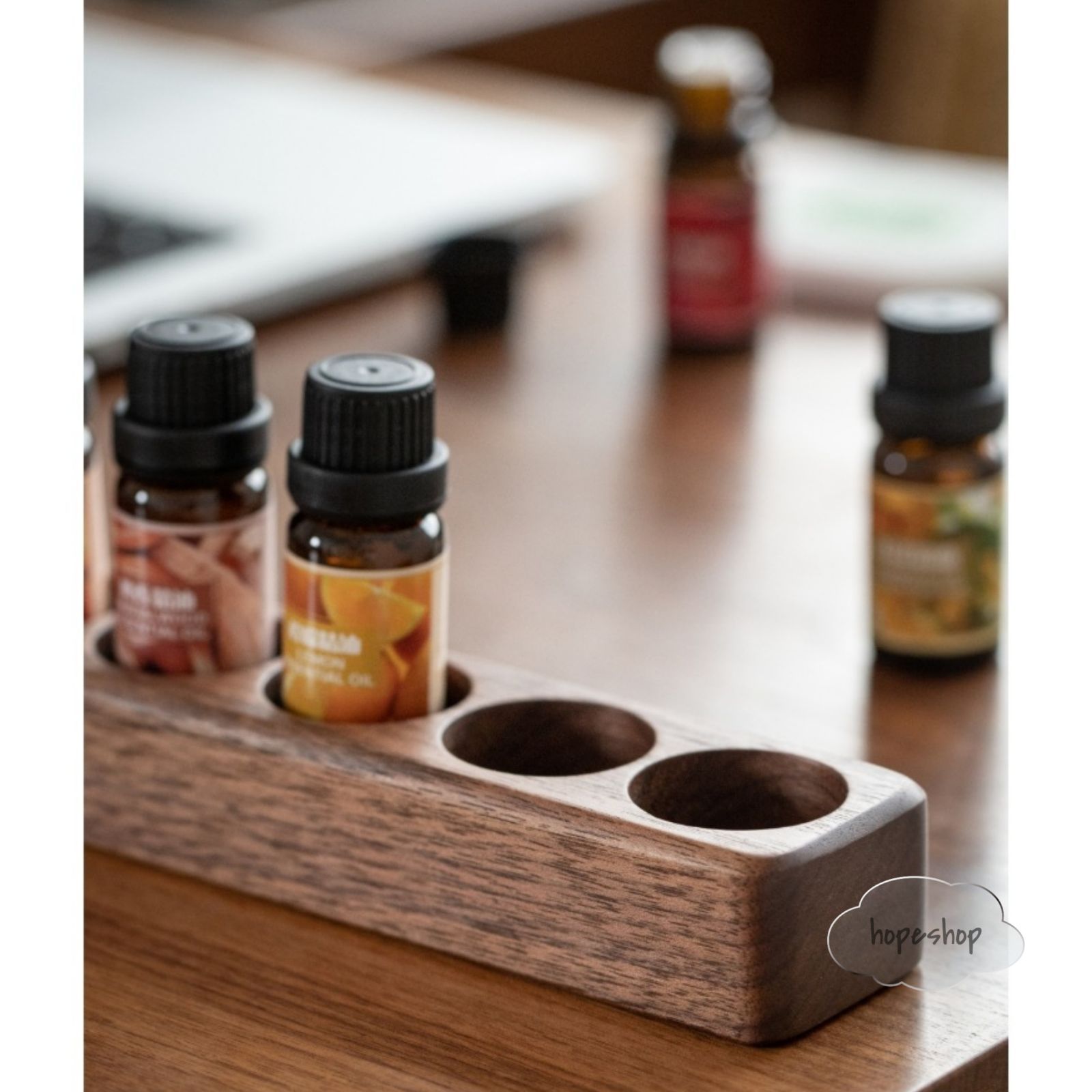 ウォールナット（胡桃材）製 アロマオイルスタンド 7孔/14孔スタンド