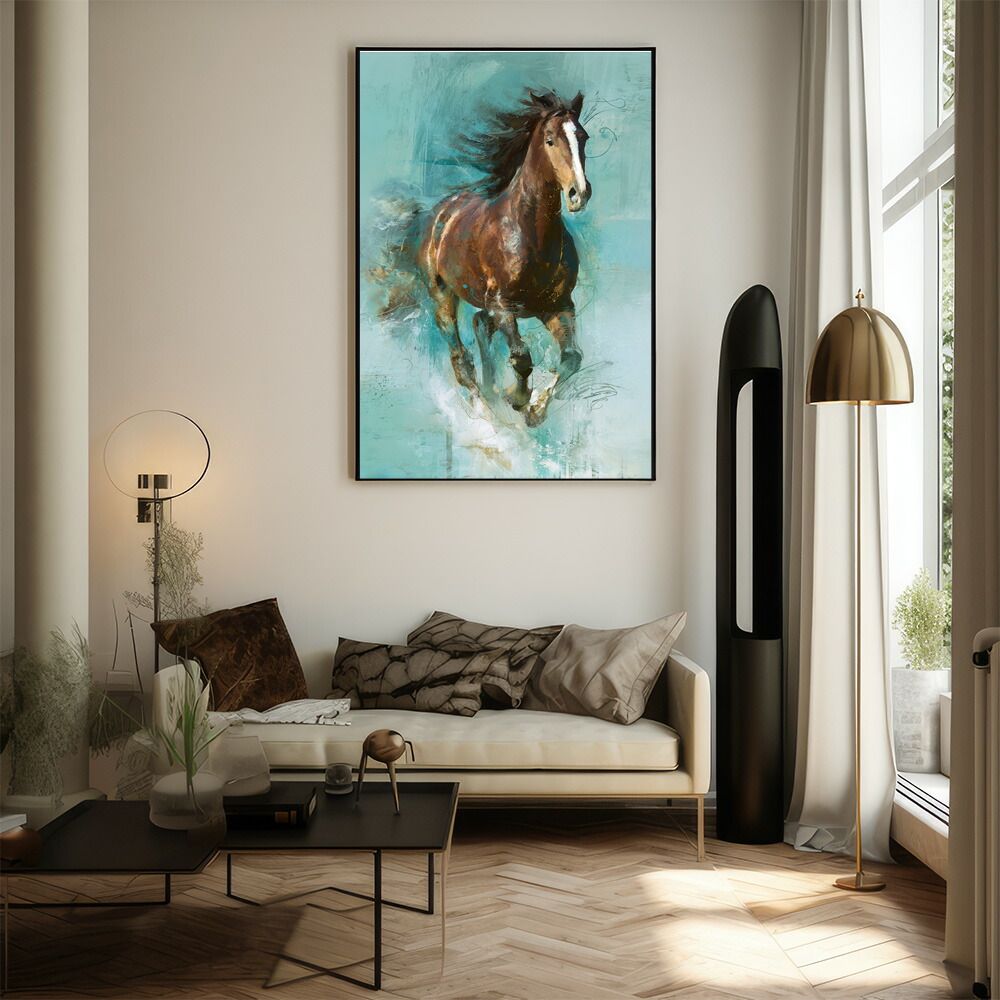 【B4サイズ（約25x36cm）】【lm-poster-7664】【フレーム付き】馬 ホース 絵 絵画 写真 動物 アニマル 北欧 ポップ アート 手書き 安い ポスター  インテリア おしゃれ  プリントポスター フォト イ