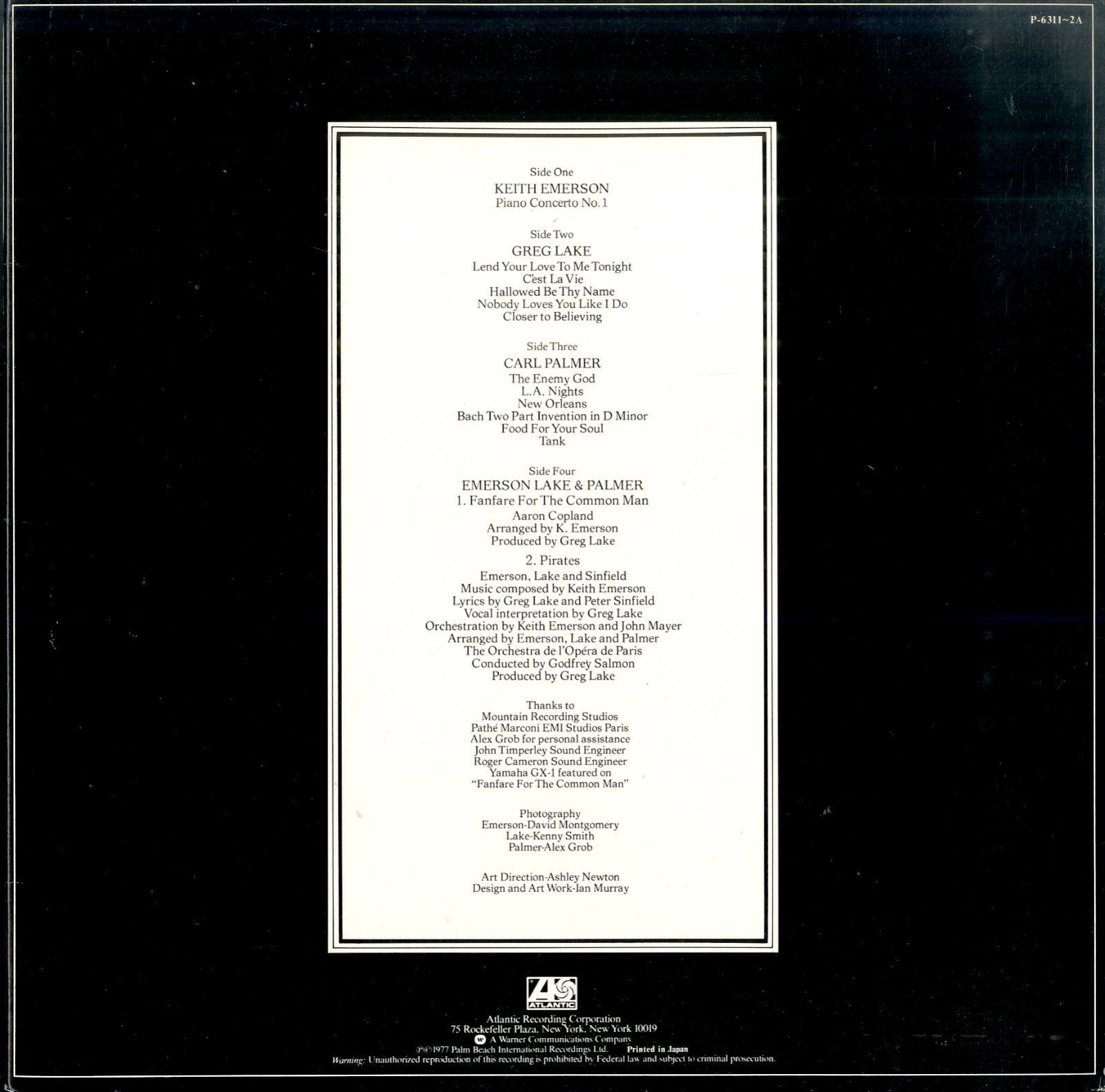 LP2枚 / エマーソン・レイク・アンド・パーマー (EL&P) / Works