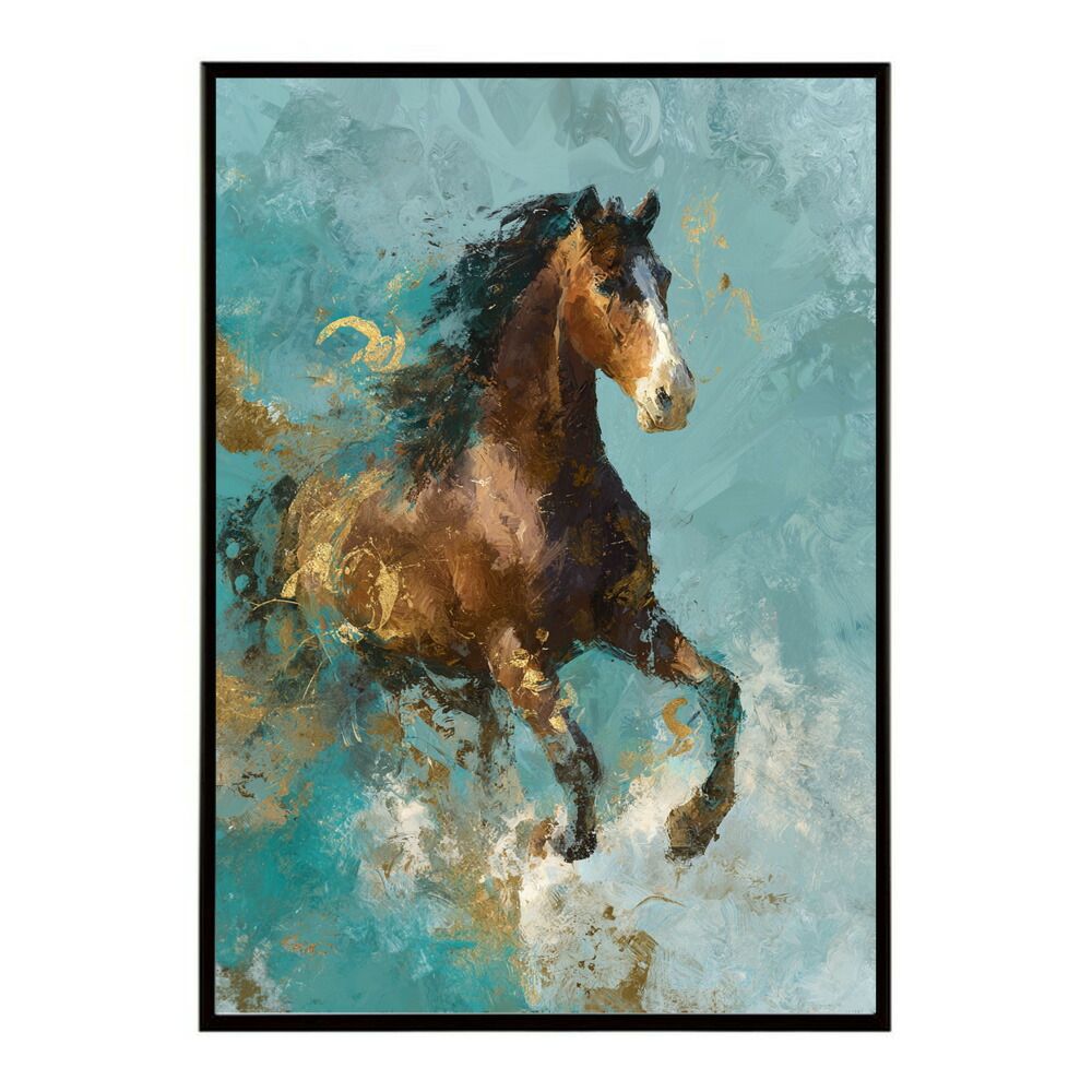 【A1サイズ（約59x84cm）】【lm-poster-7676】【フレーム付き】馬 ホース 絵 絵画 写真 動物 アニマル 北欧 ポップ アート 手書き 安い ポスター  インテリア おしゃれ  プリントポスター フォト イ