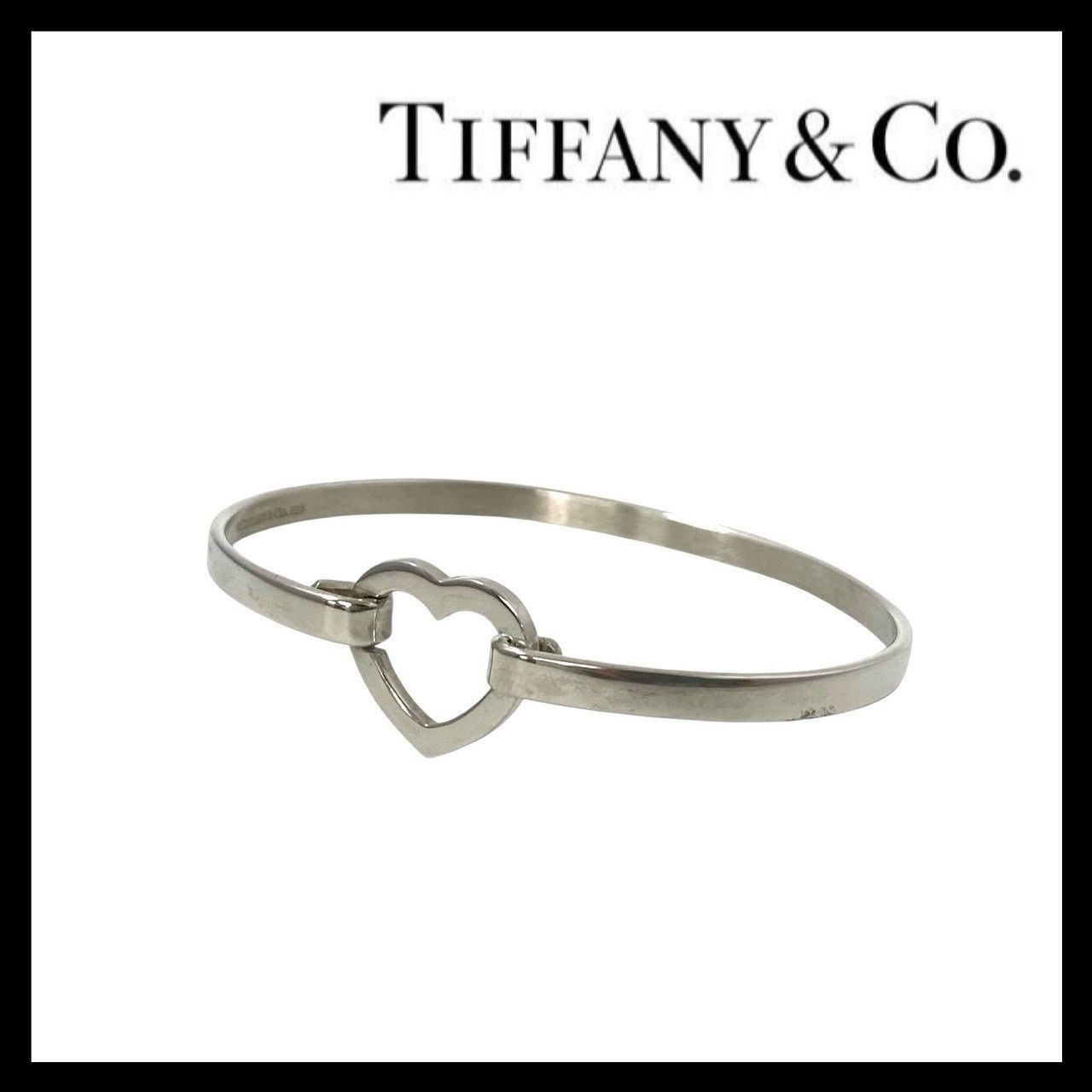 Y【TIFFANY&Co.】ハート リンク フック バングル SV925 SILVER 