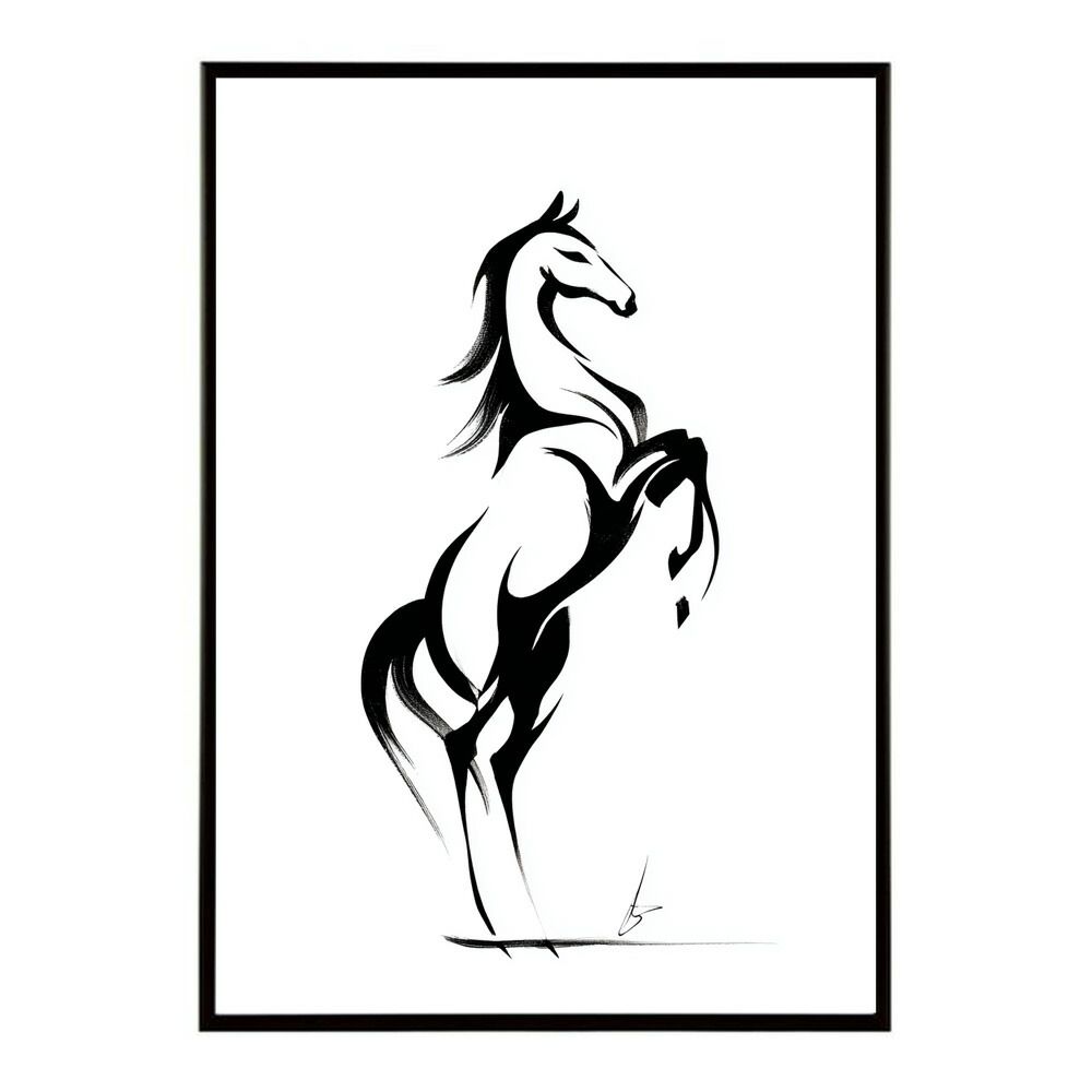 【B3サイズ（約36x51cm）】【lm-poster-7689】【フレーム付き】馬 ホース 絵 絵画 写真 動物 アニマル 北欧 ポップ アート 手書き 安い ポスター  インテリア おしゃれ  プリントポスター フォト イラスト