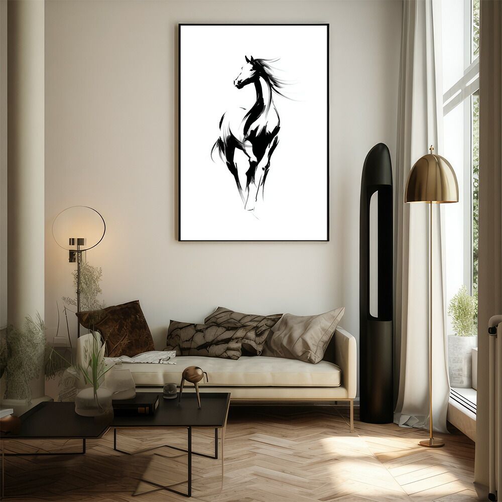 A2サイズ（約42x59cm）】【lm-poster-7692】【フレーム付き】馬 ホース