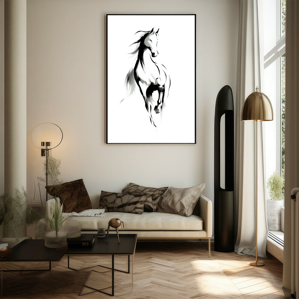 A1サイズ（約59x84cm）】【lm-poster-7693】【フレーム付き】馬 ホース