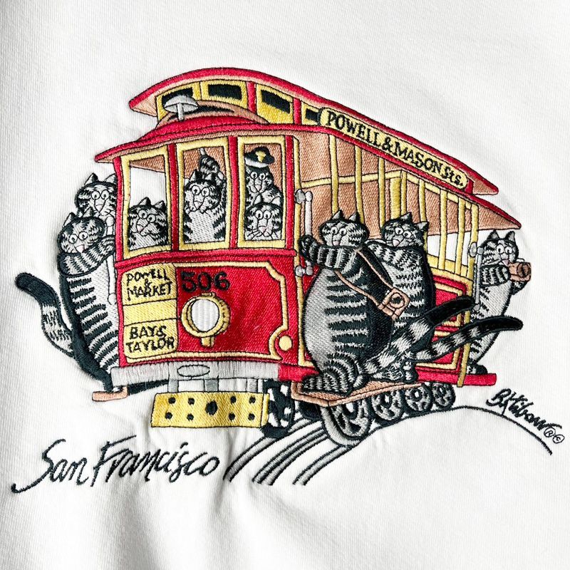 90s USA製 クリバンキャット 刺繍 スウェット トレーナー L / 90年代