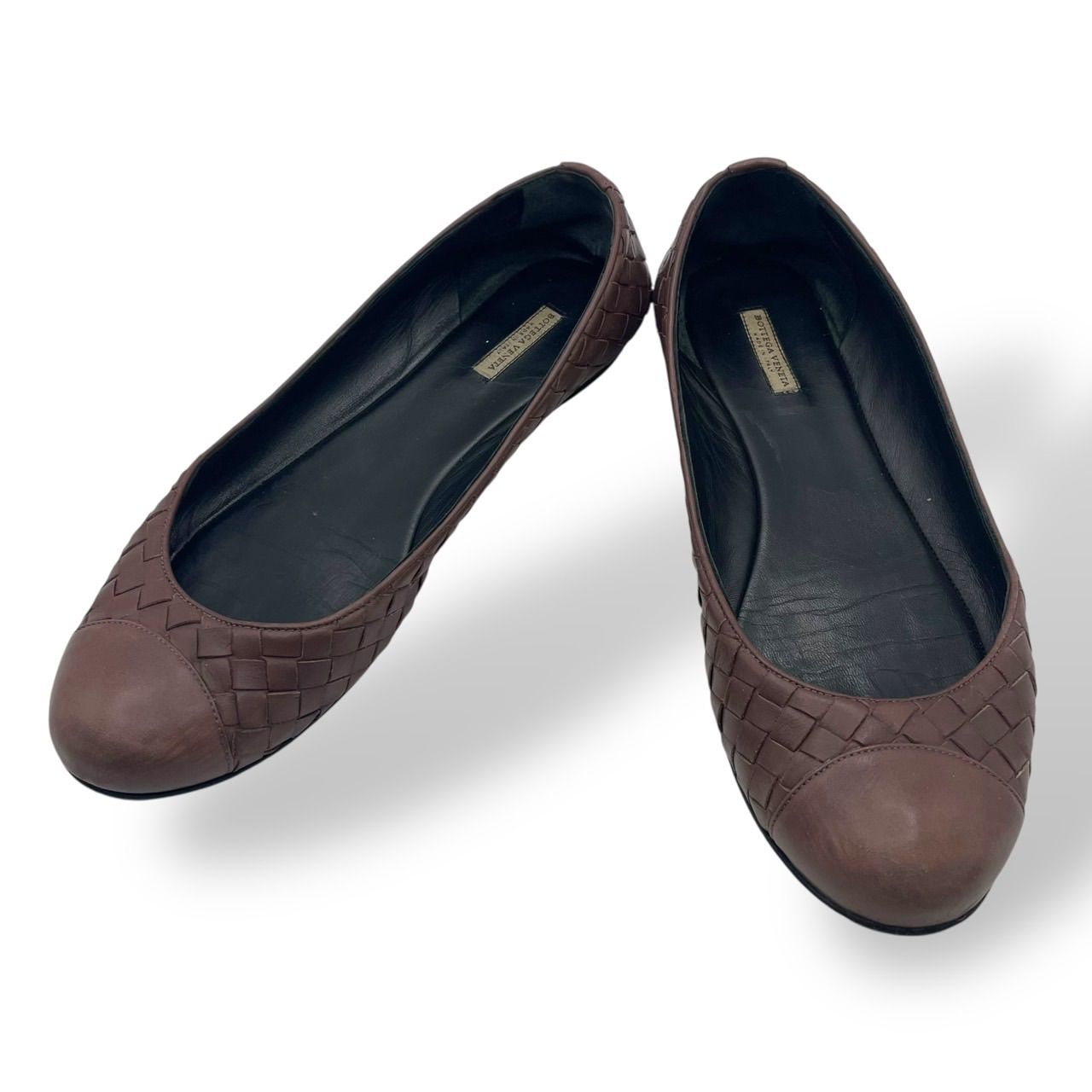 BOTTEGA VENETA ボッテガヴェネタ フラットシューズ ブラウンレザー 美品 BOTTEGA VENETA ボッテガヴェネタ フラットシューズ イントレ