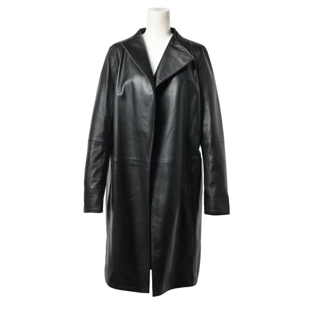 ANTEPRIMA ラムレザー ノーカラー ボタンレス コート - メルカリ