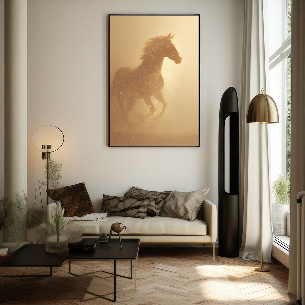 B3サイズ（約36x51cm）lm-poster-7823フレーム付き馬 【A0サイズ（約