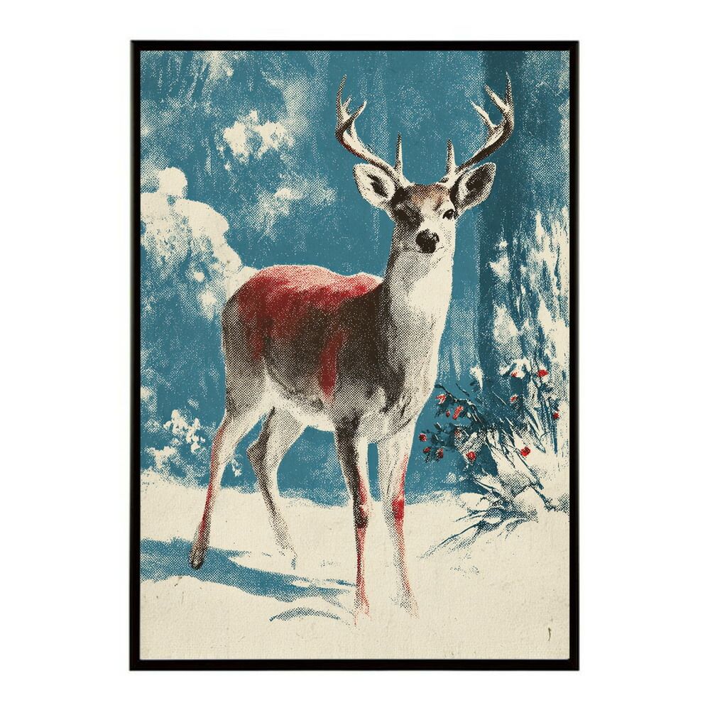 トナカイ　動物　アクリル画　絵画 A1サイズ（約59x84cm）】【lm-poster-7851】【フレーム付き】トナカイ
