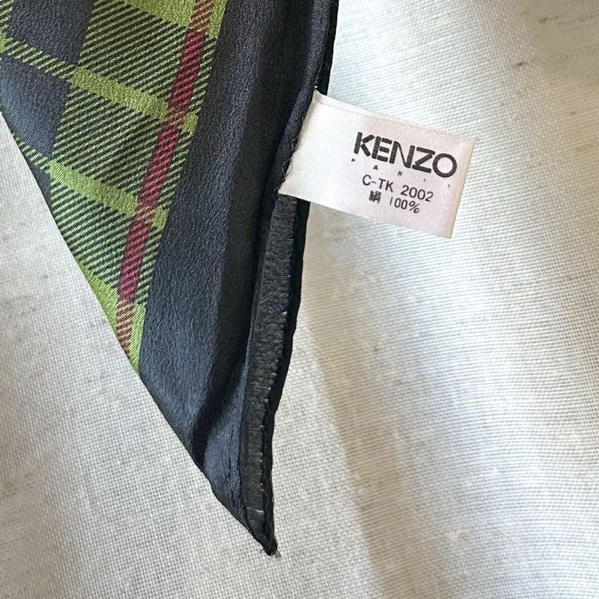美品 レア柄 KENZO ケンゾー タータンチェック 薔薇ローズ柄