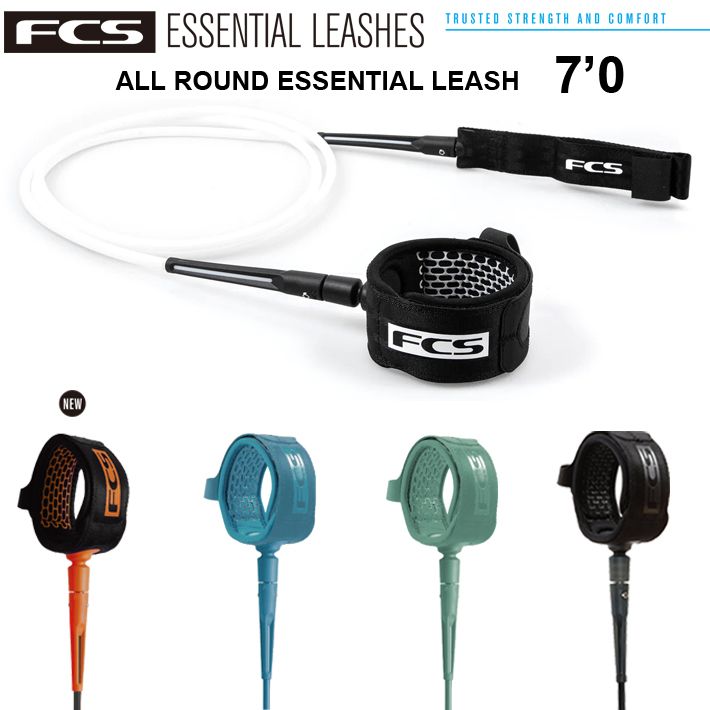 サーフィン リーシュコード エフシーエス FCS ALL ROUND ESSENTIAL LEASH 7’ サーフボード ミッドレングスボード サーフリーシュ パワーコード サップ マリンスポーツ