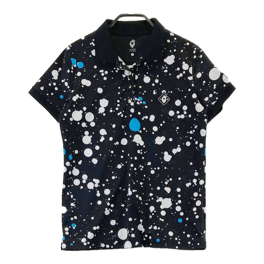 サイズ：1 V12 ヴィトゥエルヴ 半袖ポロシャツ 総柄 ブラック系
