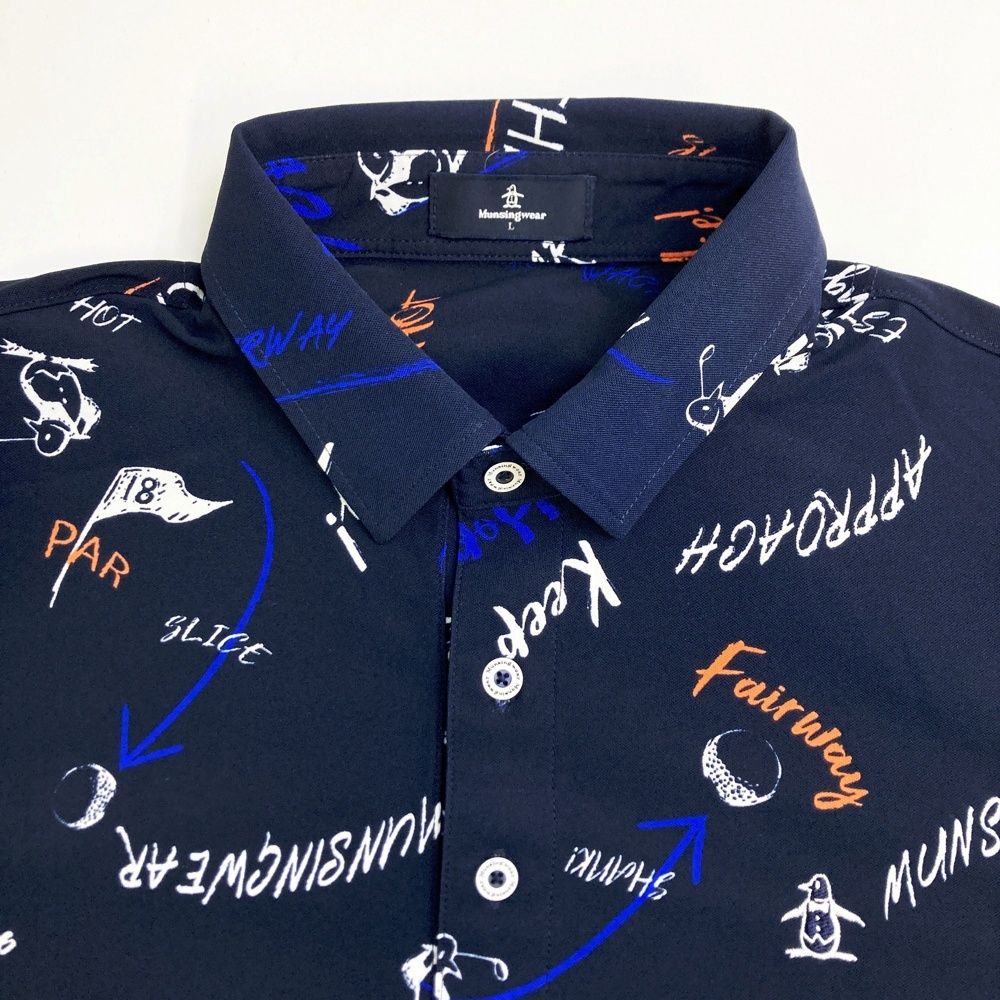 サイズ：L MUNSING WEAR マンシングウェア 半袖ポロシャツ 総柄