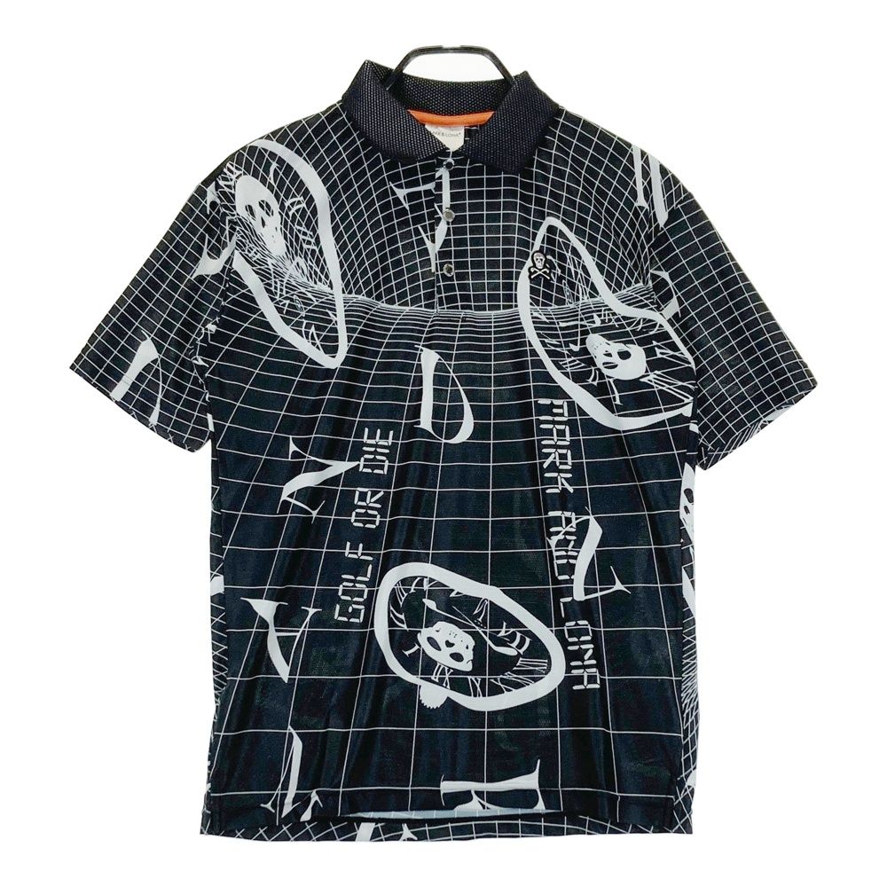 サイズ：46 MARK&LONA マークアンドロナ 半袖ポロシャツ 総柄 ブラック