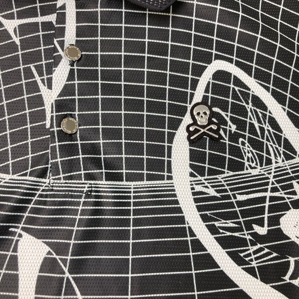 サイズ：46 MARK&LONA マークアンドロナ 半袖ポロシャツ 総柄 ブラック