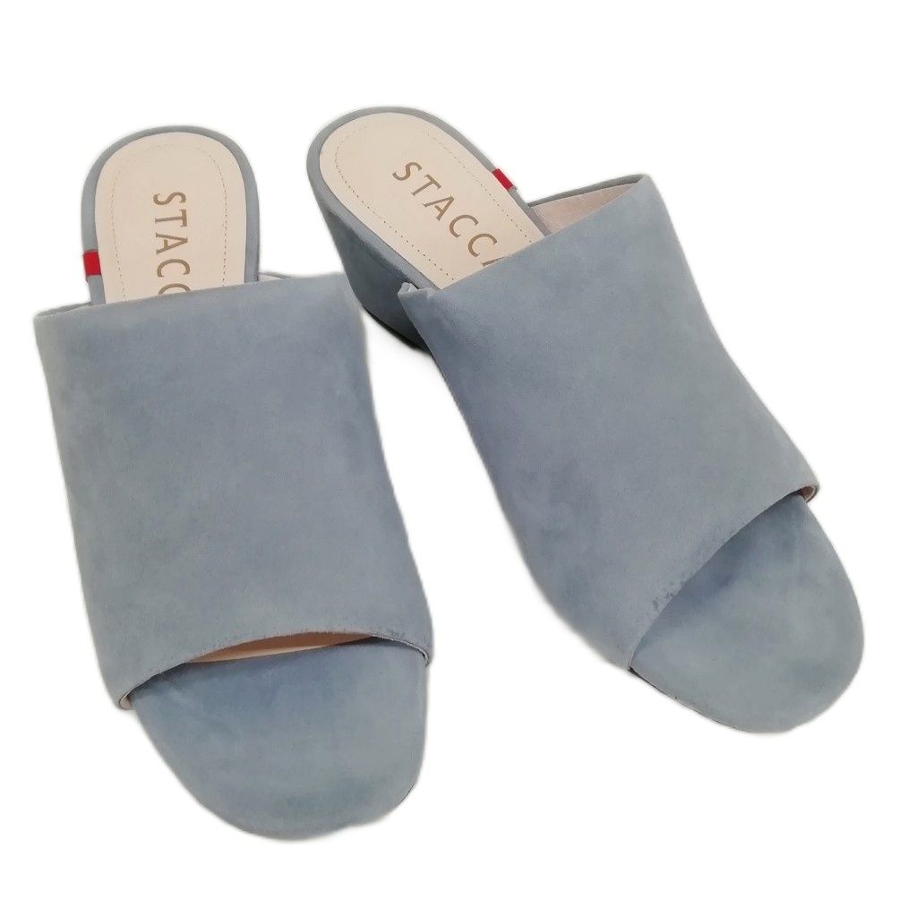 スタッカート STACCATO サンダル ミュール スウェード 22.5cm ライト