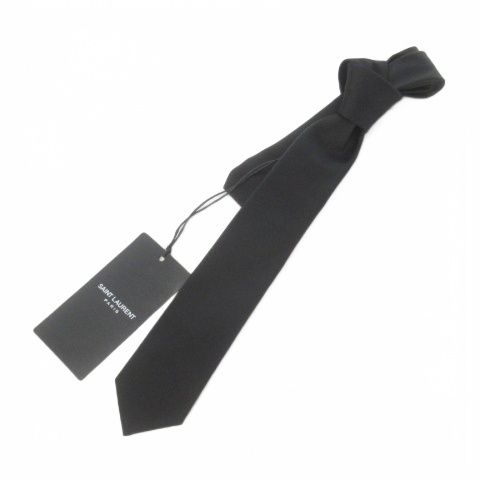 サンローラン パリ SAINT LAURENT PARIS ネクタイ ナロー 絹 シルク 黒