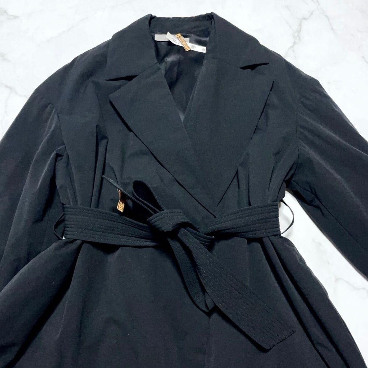 美品✨セオリーリュクス　ベルテッドノーカラーウールコート　黒　40 美品✨セオリーリュクス ベルテッドノーカラーウールコート 黒 40 2025