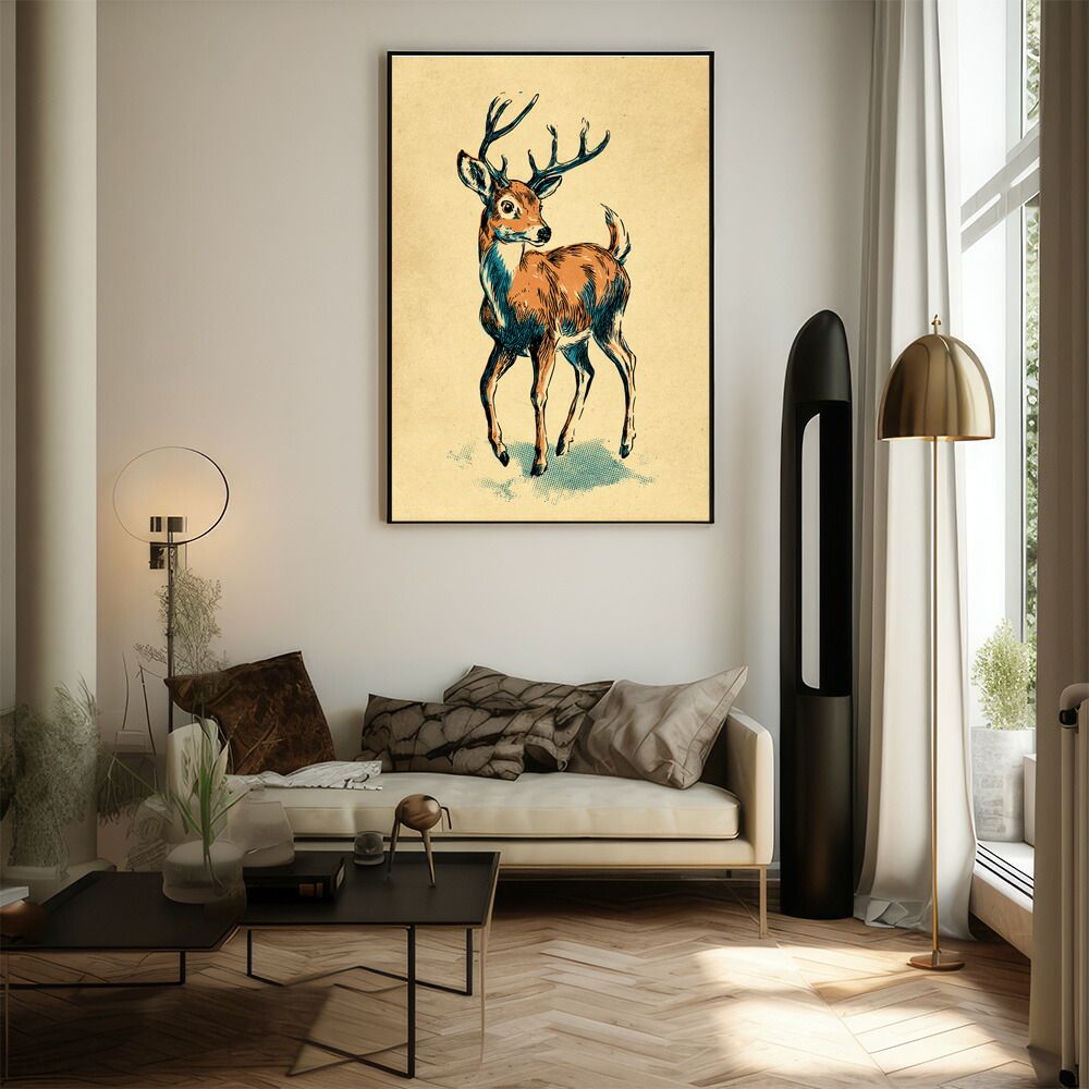 B1サイズ（約73x103cm）】【lm-poster-7983】【フレーム付き】トナカイ