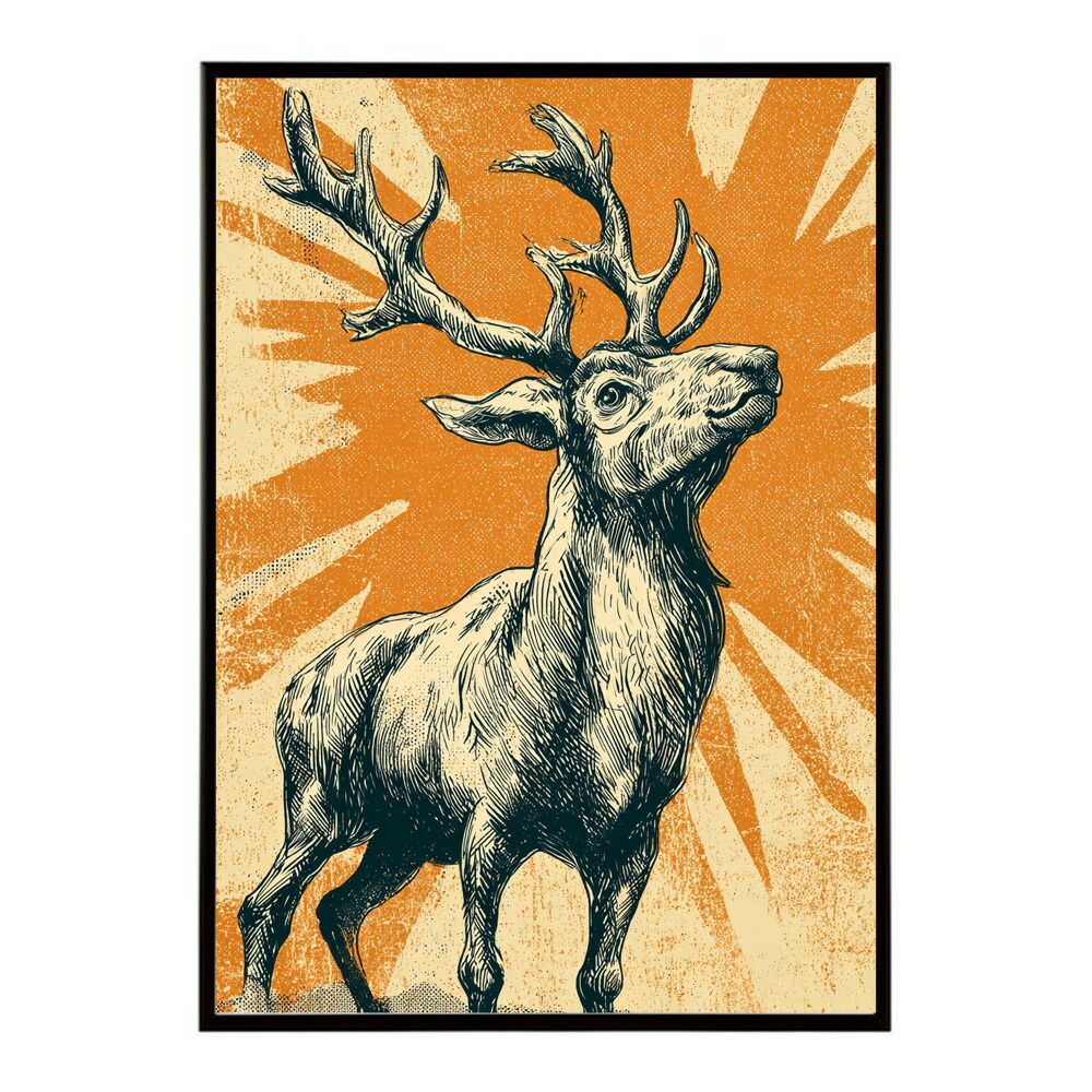 B4サイズ（約25x36cm）】【lm-poster-8028】【フレーム付き】トナカイ