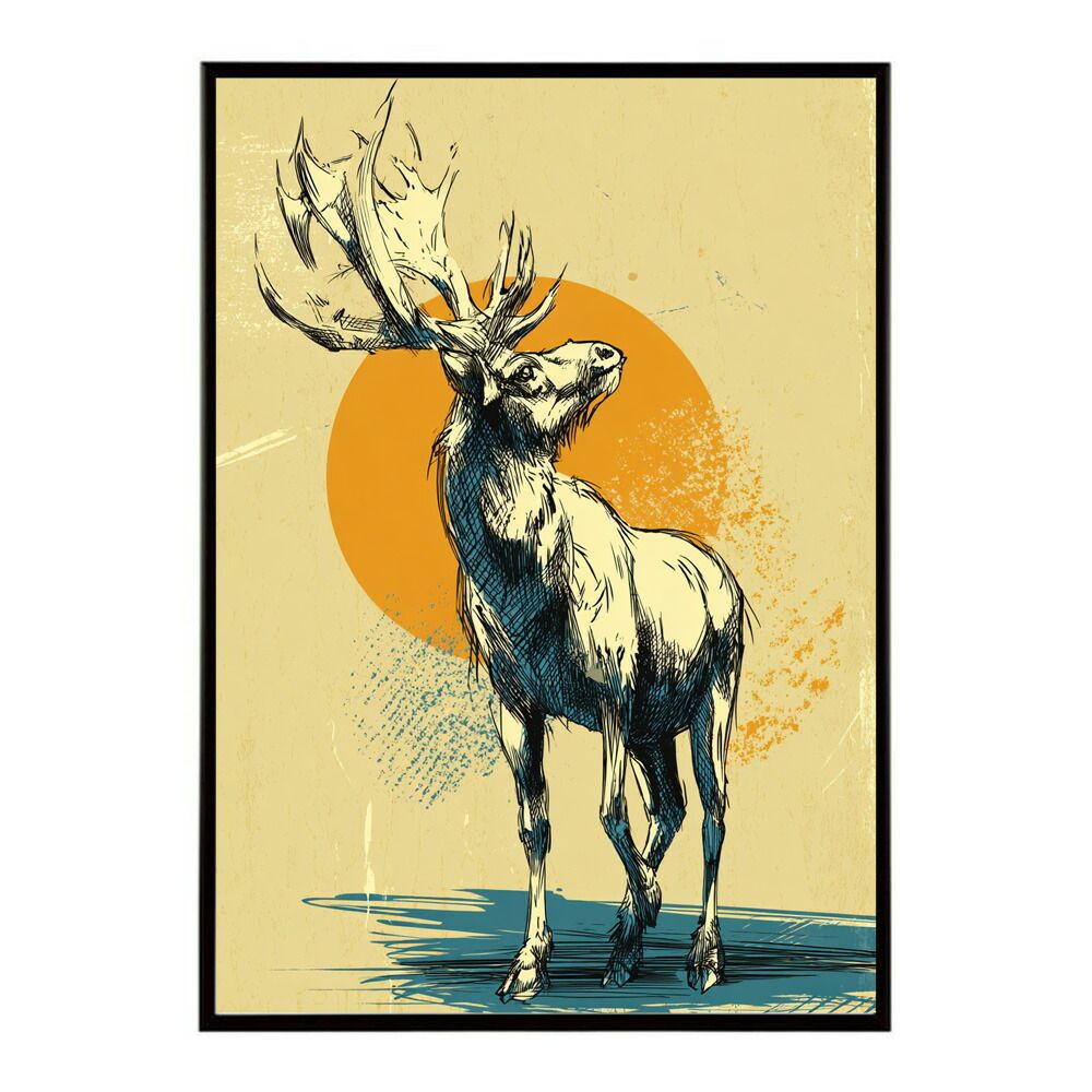 B1サイズ（約73x103cm）】【lm-poster-8035】【フレーム付き】トナカイ
