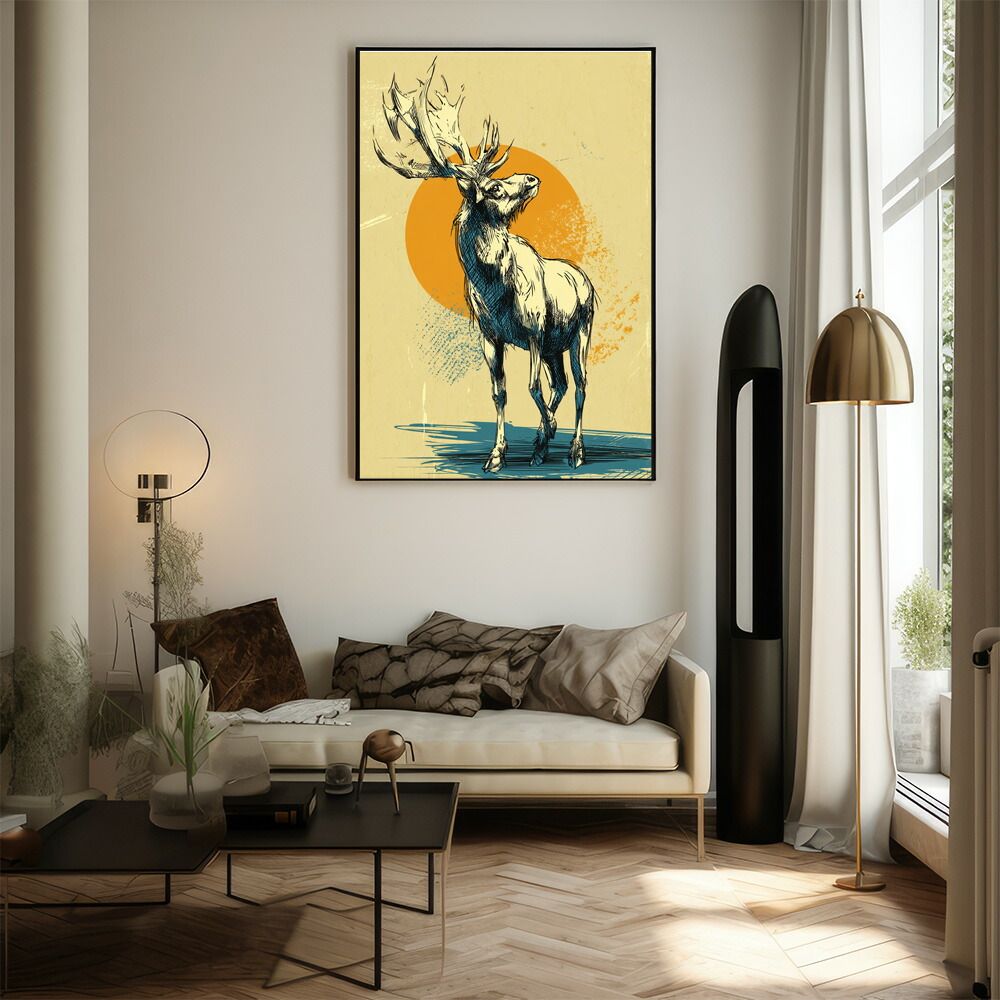 B1サイズ（約73x103cm）】【lm-poster-8035】【フレーム付き】トナカイ