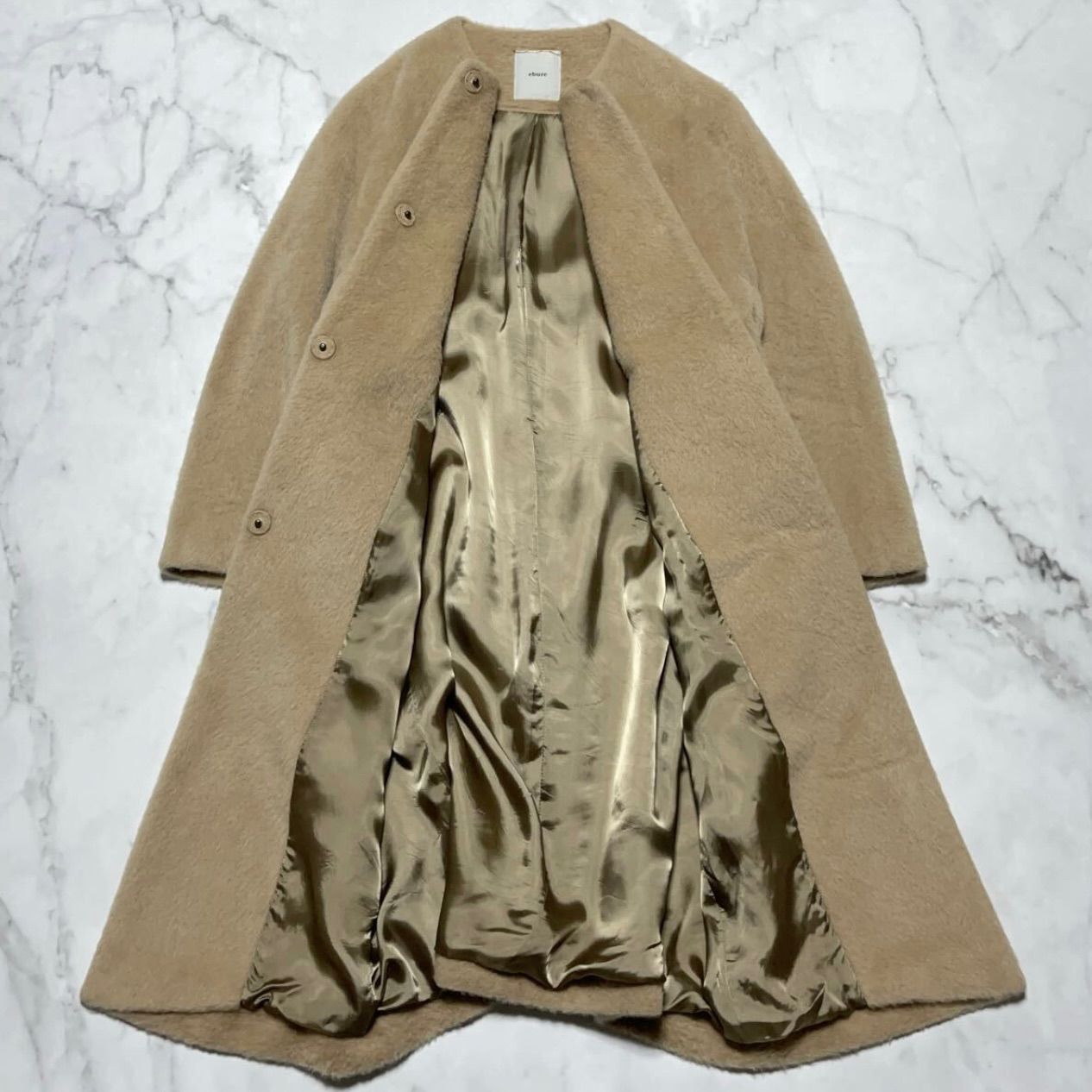 エブール ebure 日本製 比翼仕立て ポケット アルパカ70% ウール30