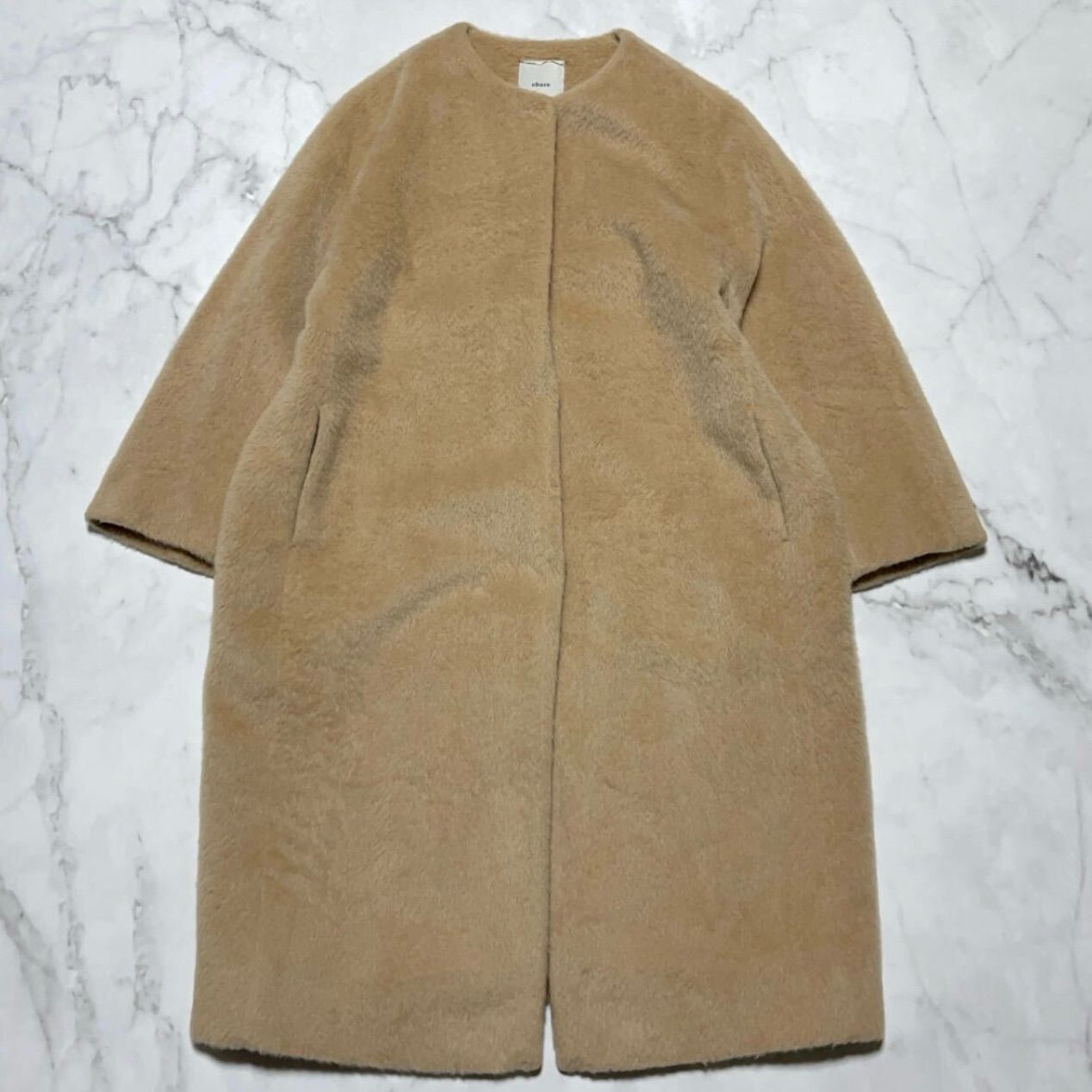 エブール ebure 日本製 比翼仕立て ポケット アルパカ70% ウール30