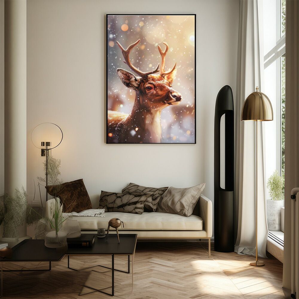 B4サイズ（約25x36cm）】【lm-poster-8045】【フレーム付き】トナカイ