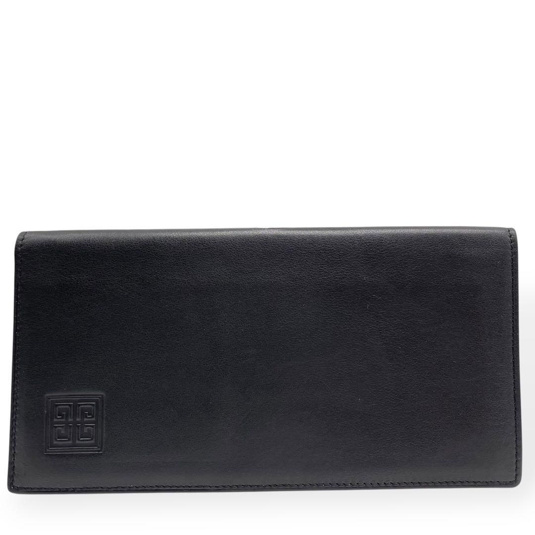 極美品 GIVENCHY ジバンシー 二つ折り財布 お札入れ ブラック レザー