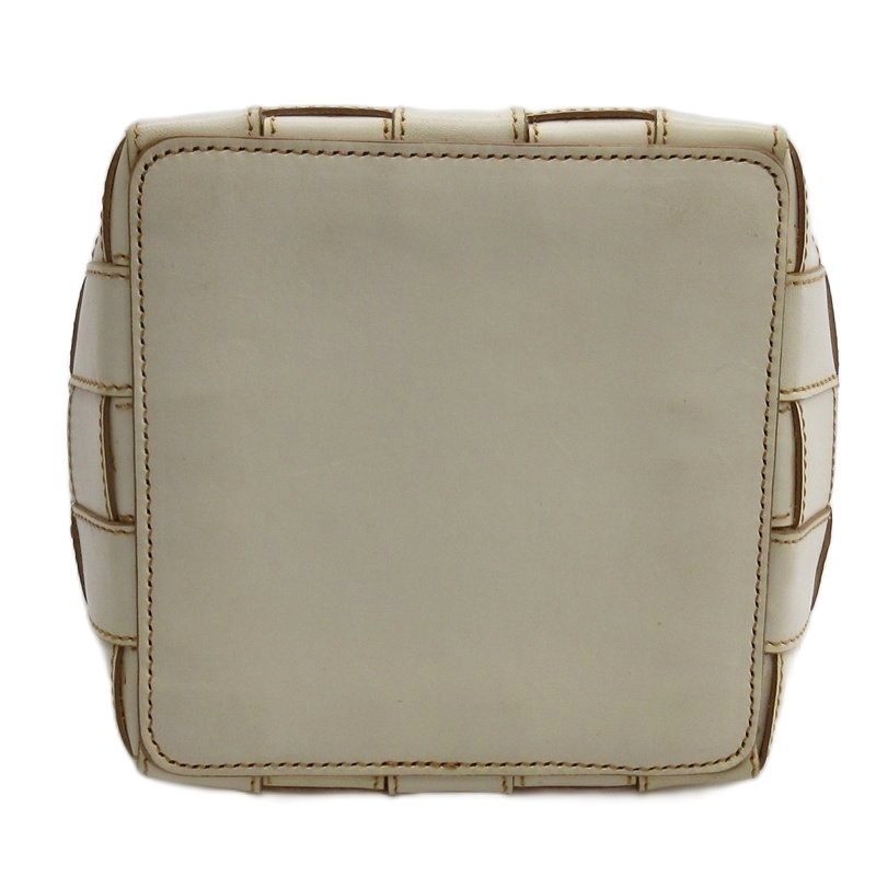 ヒロフ HIROFU 編み込み トートバッグ ハンド レザー アイボリー