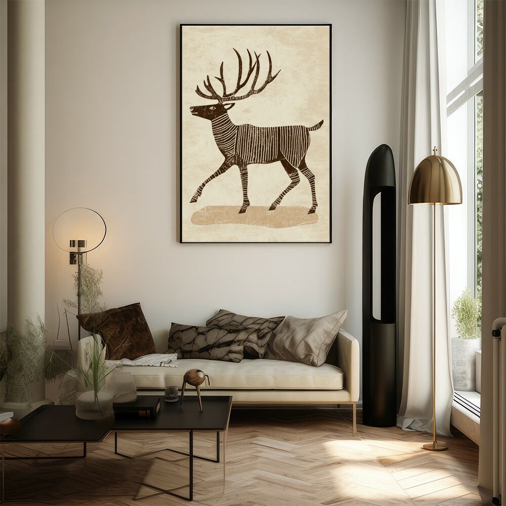 A1サイズ（約59x84cm）】【lm-poster-8353】【フレーム付き】トナカイ