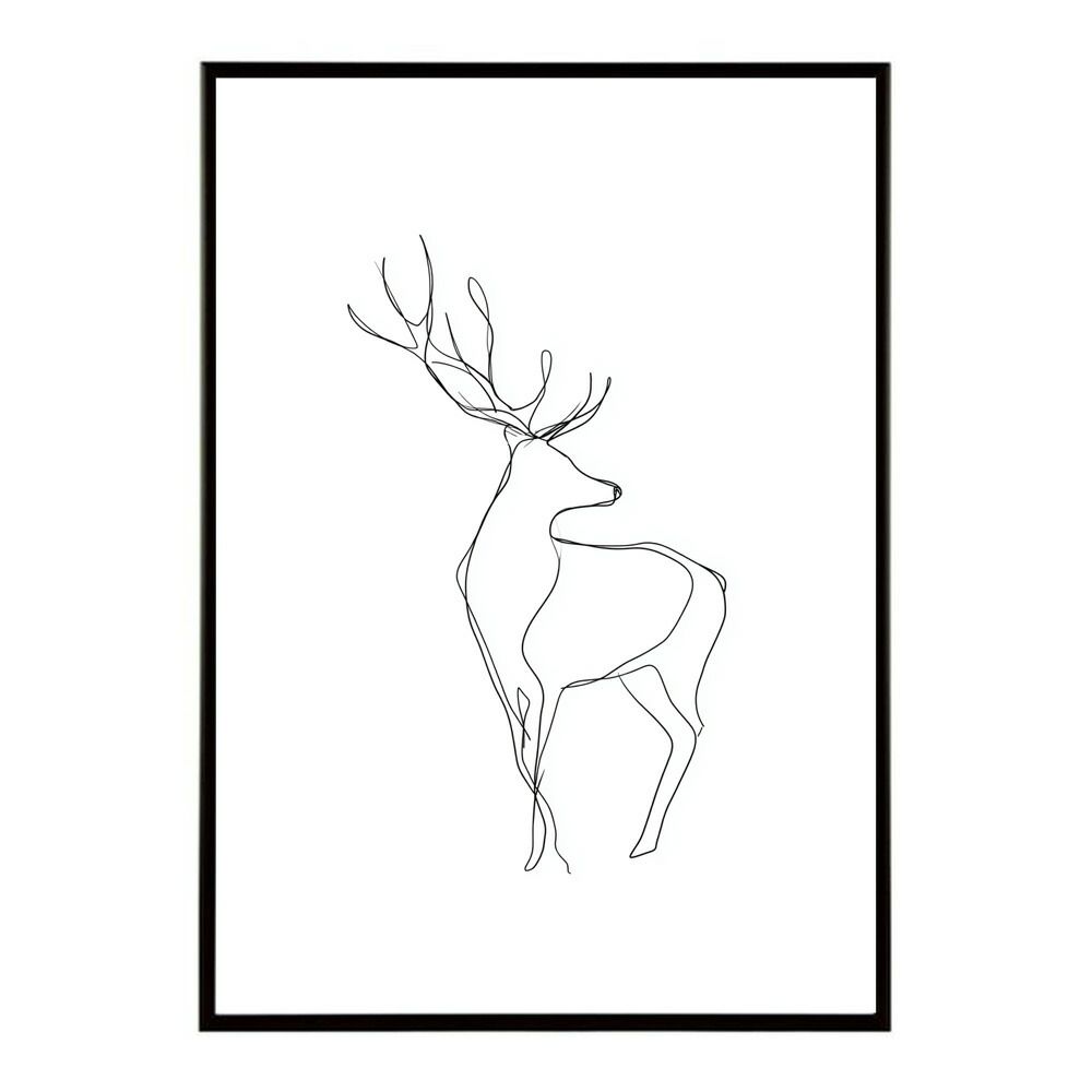 【B1サイズ（約73x103cm）】【lm-poster-8373】【フレーム付き】トナカイ 北欧 シカ 鹿 アニマル 動物 アート　おしゃれ  プリントポスター フォト イラスト クリスマス インテリア 印刷