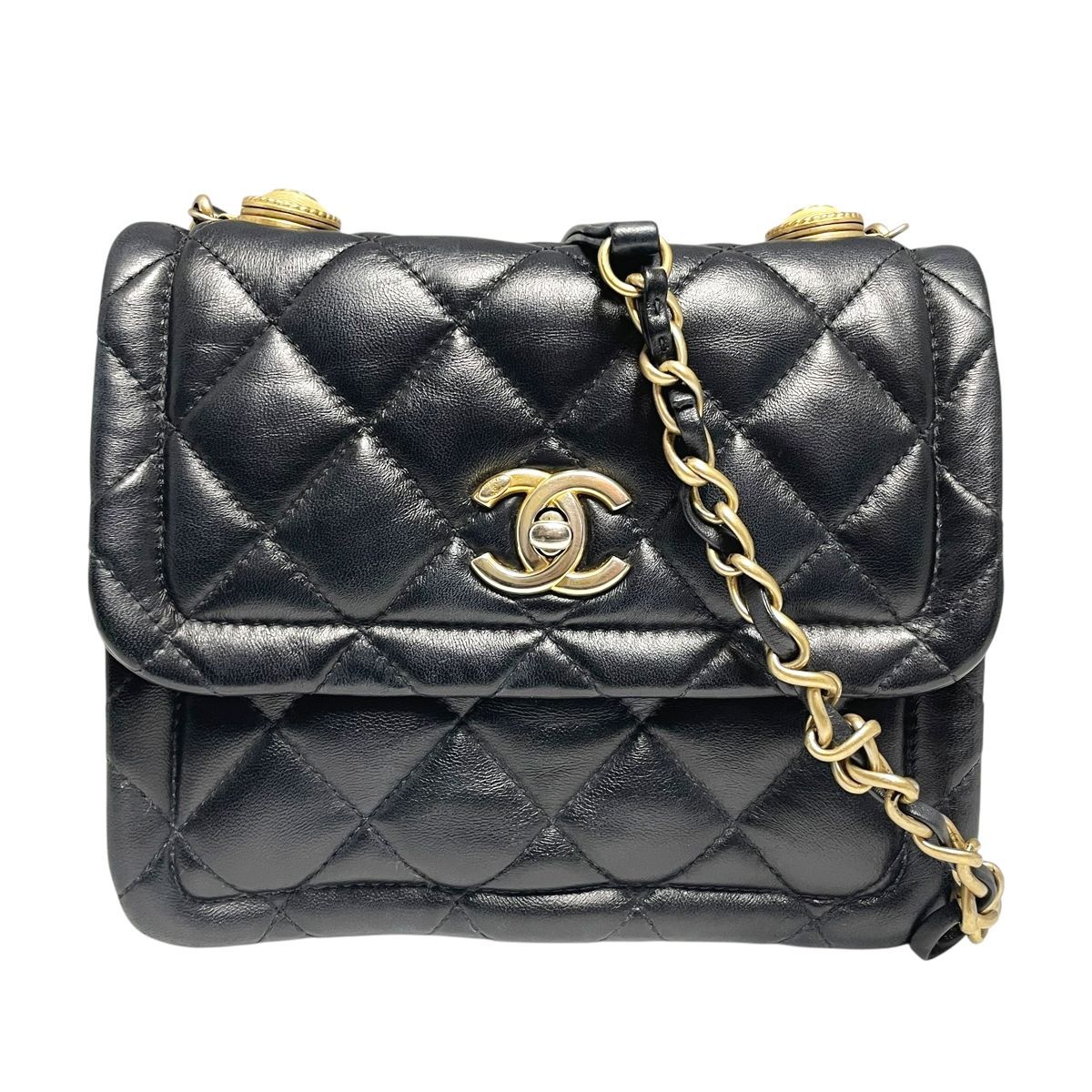 中古】 CHANEL シャネル マトラッセ チェーンショルダー ラムスキン