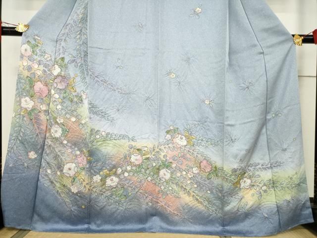 平和屋着物○訪問着 辻が花 絞り 舞花文 暈し染め 正絹 逸品 AABE6804ck