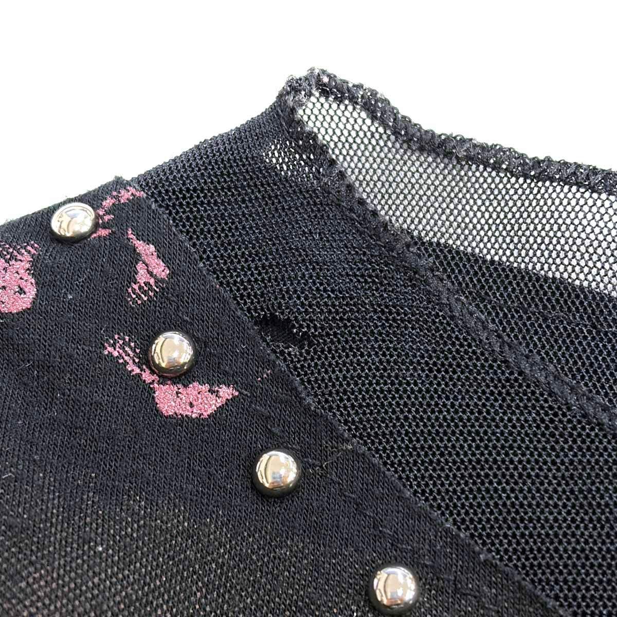 Jean Paul GAULTIER ジャンポールゴルチェ カリグラフィパワーネット切替スタッズニットトップス  ブラック Jean Paul GAULTIER ジャンポールゴルチェ カリグラフィパワーネット
