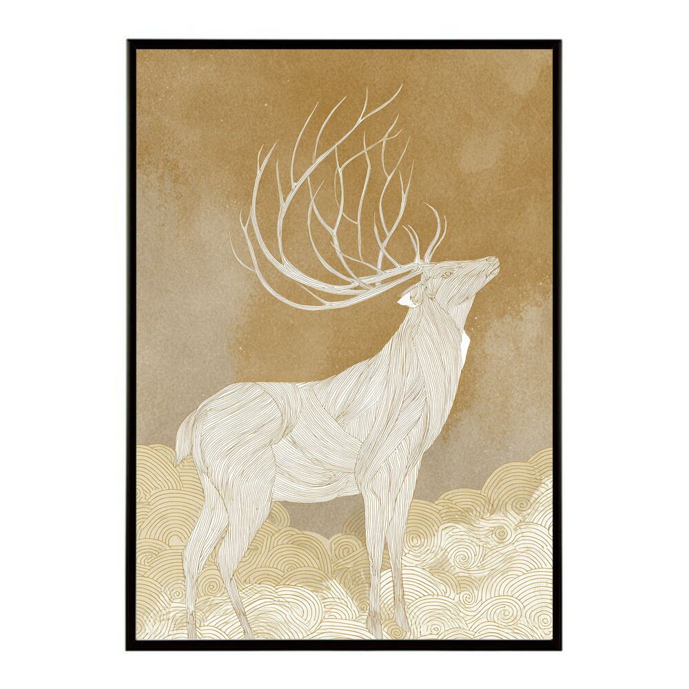 トナカイ　動物　アクリル画　絵画 A1サイズ（約59x84cm）】【lm-poster-8466】【フレーム付き】トナカイ 絵画