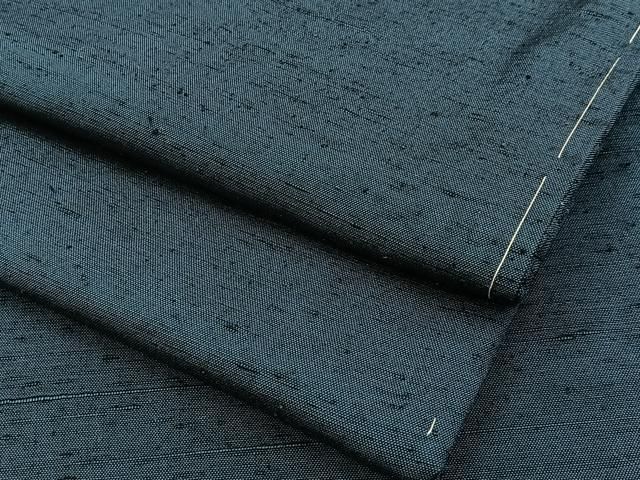 平和屋着物○男性 紬 色無地 正絹 逸品 アンサンブル 高麗納戸色