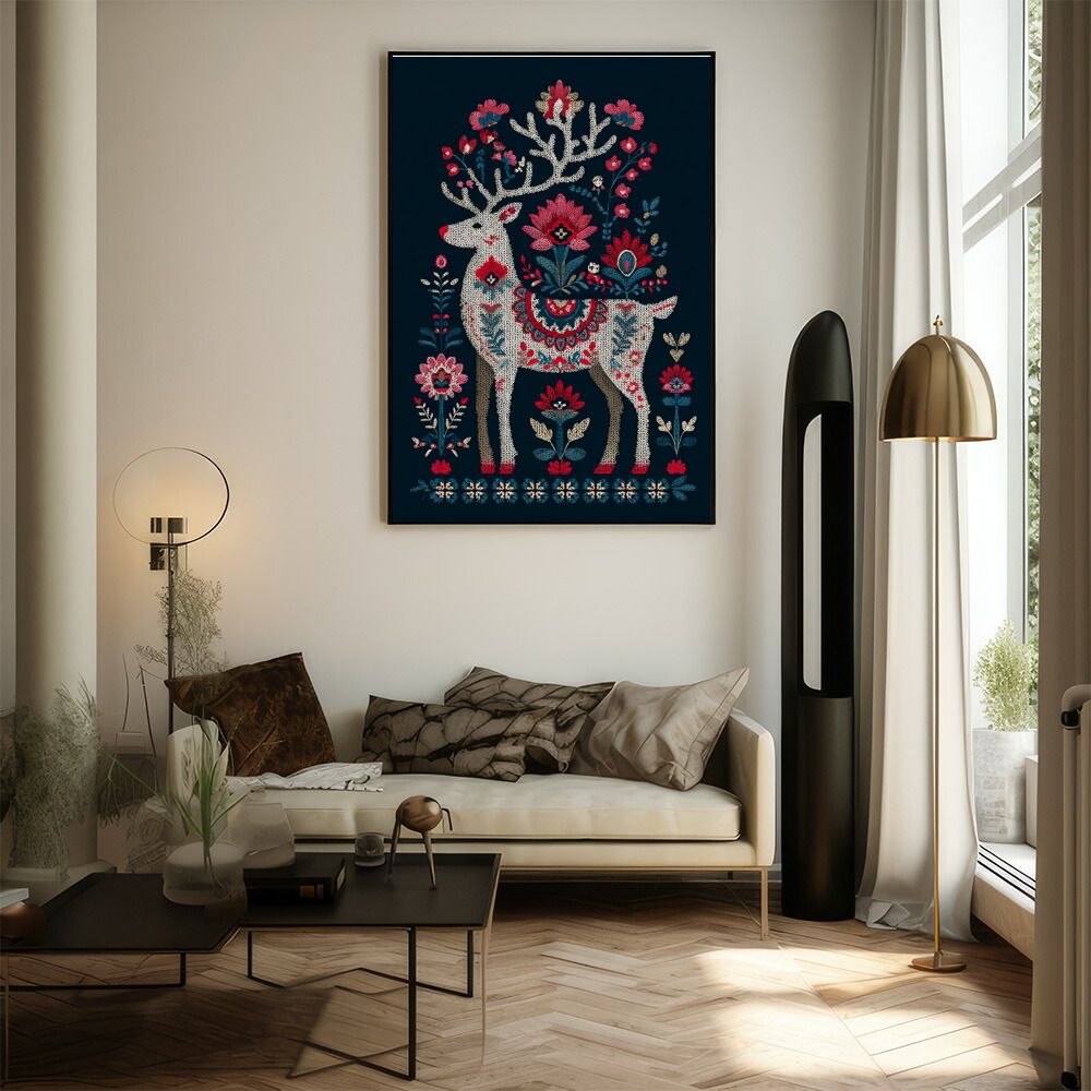 B2サイズ（約51x73cm）】【lm-poster-8472】【フレーム付き】トナカイ