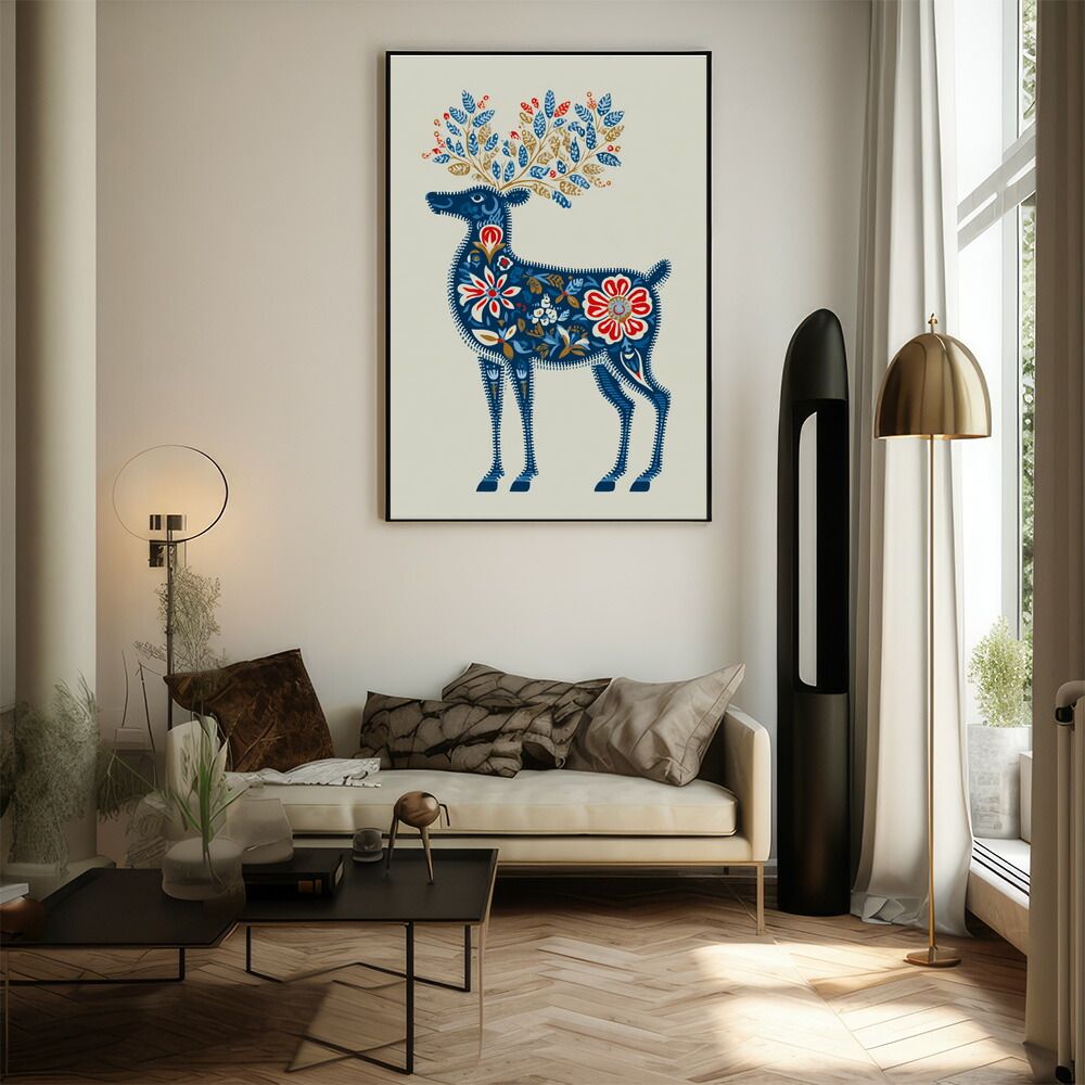 木枠 A1サイズ（約59x84cm）】【lm-poster-8475】【フレーム付き】トナカイ