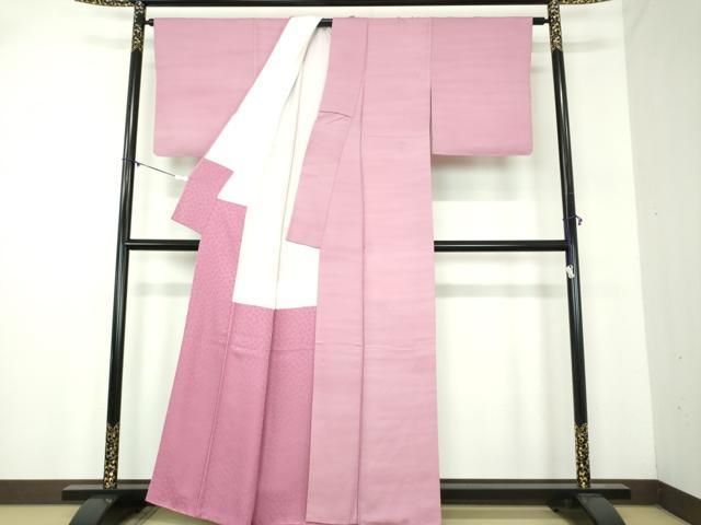 平和屋着物●染色工芸作家　本郷葵虹　小紋　花丸地紋　暈し染め　桃花色　正絹　逸品　DABA1936ps 平和屋着物○染色工芸作家 本郷葵虹 小紋 花丸地紋 暈し染め 桃花色