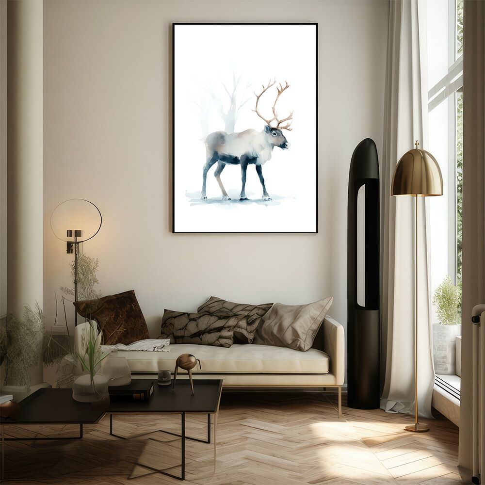 A2サイズ（約42x59cm）】【lm-poster-7984】【フレーム付き】トナカイ