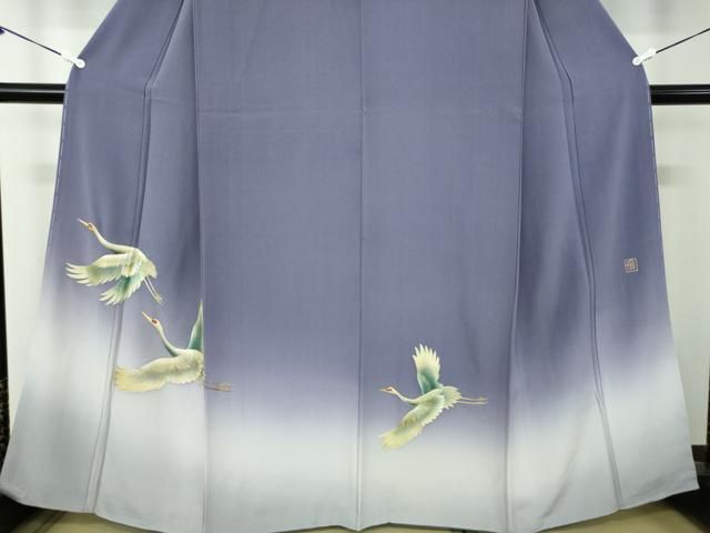 平和屋着物●漆工芸作家　金森一博　色留袖　飛鶴文　暈し染め　金彩　正絹　逸品　未使用　DABA1942ps 平和屋着物○漆工芸作家 金森一博 色留袖 飛鶴文 暈し染め 金彩 正絹